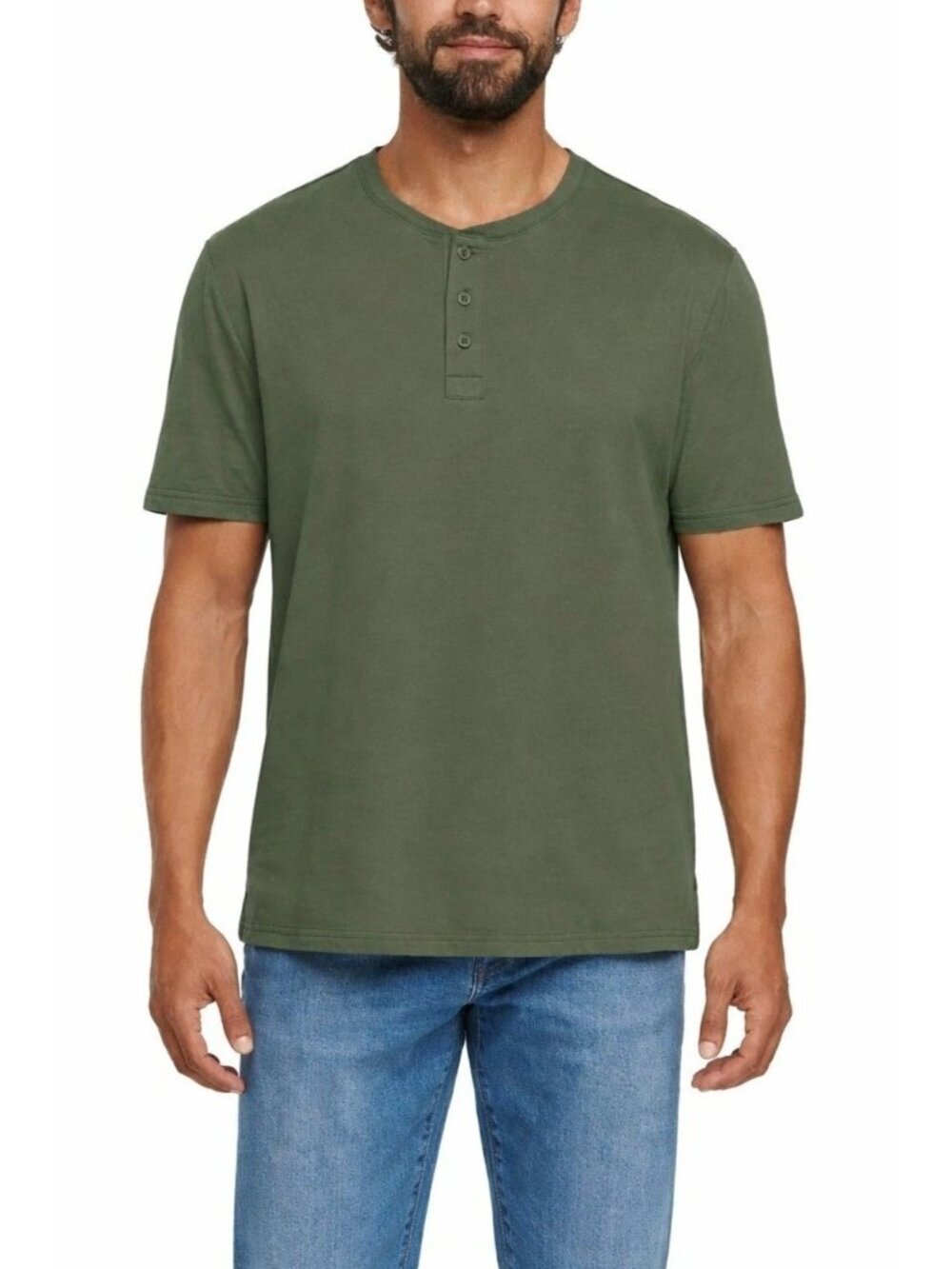 NWT Gap Men's S Green Short Sleeve Henley T-Shirt 100% Cotton